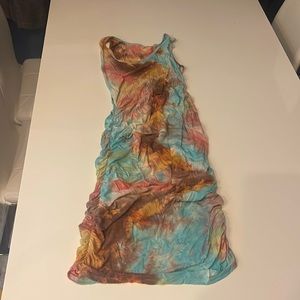 Madrag, Large but tight tie dye dress with ruffled edges